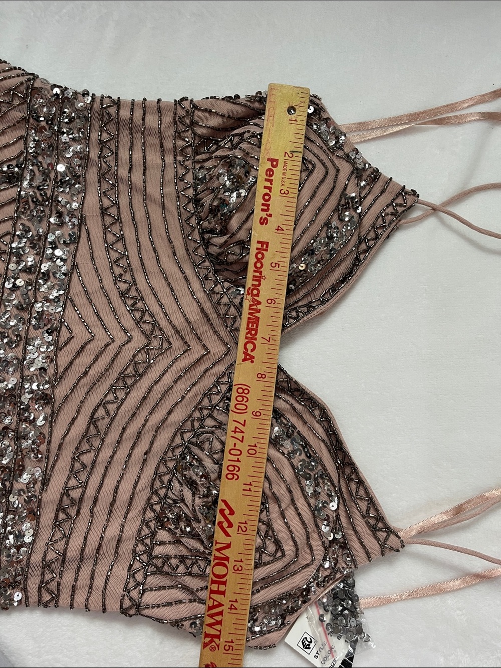 NWT Nordstrom Marina Pale Pink Sequined Gown - Picture 10 of 10